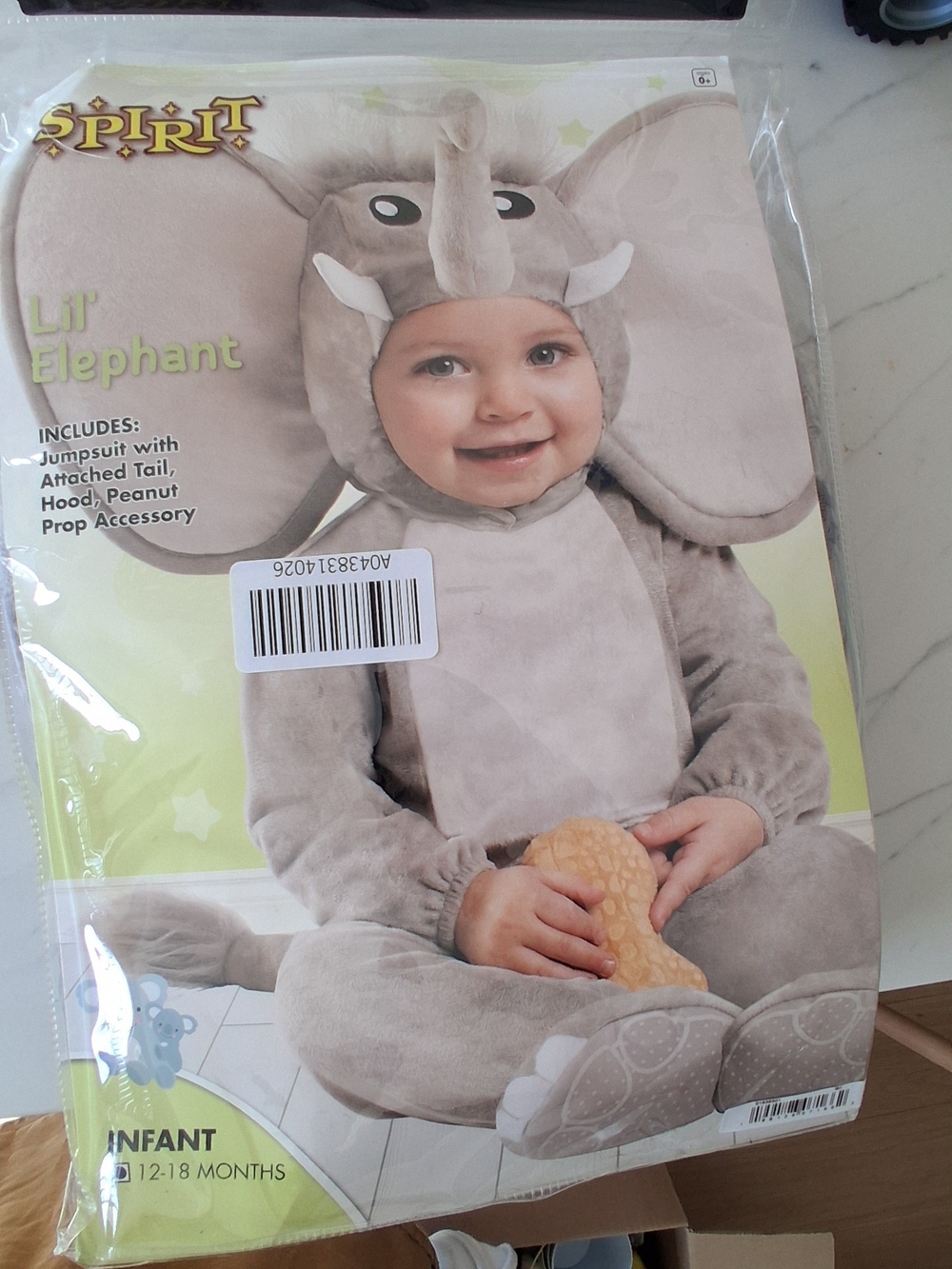 Spirit Infant Elephant Costume - Light Gray
